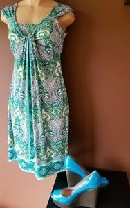 London Times multi-color paisley dress, Sz 4